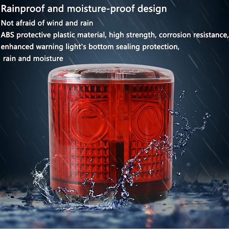 risoon Solar Strobe Warning Light: IP54 Waterproof Flashing Safety Light High Bright LED Warning Lamp Traffic Light for Construction, Factory, Safety Road Sign, Dock Marine Beacon (Yellow-Column) - Image 3